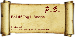 Polónyi Becse névjegykártya